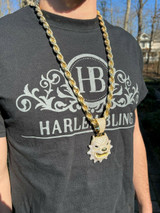 HarlemBling Huge 3.5 Iced Hip Hop 14K Gold Vermeil 925 Angry Pitbull Dog Pendant Necklace