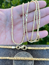 HarlemBling Real 14k Gold Vermeil Over 925 Silver Byzantine Rope Chain Necklace 2mm 16-30