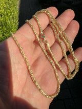 HarlemBling Real 14k Gold Vermeil Over 925 Silver Byzantine Rope Chain Necklace 2mm 16-30