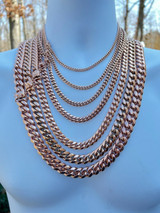 HarlemBling Miami Cuban Link Chain Necklace Or Bracelet 14k Rose Gold Stainless Steel 4-14mm