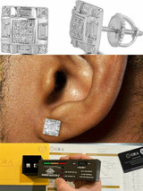 HarlemBling Real MOISSANITE Silver Iced Baguette Hip Hop Earrings Studs Pass Diamond Tester