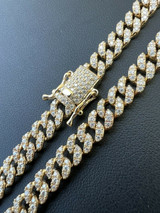 HarlemBling Solid 10k Gold Iced MOISSANITE 6mm Miami Cuban Chain Necklace Pass Diamond Test