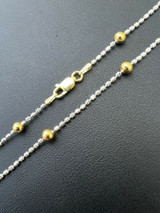 14k Gold and Real 925 Silver Diamond Cut Iced Sparkle Rope Beaded Chain Necklace