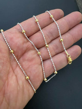 14k Gold and Real 925 Silver Diamond Cut Iced Sparkle Rope Beaded Chain Necklace