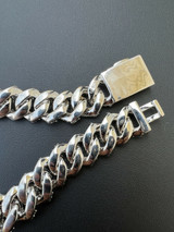 HarlemBling MOISSANITE Prong Cuban Link Bracelet 925 Silver Iced Pass Diamond Tester Hip Hop