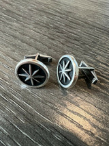 Real 925 Sterling Silver Black Navigation Star Cuff Links Cufflinks Tuxedo Shirt