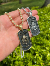HarlemBling 925 Silver / Gold US Army Armed Forces Military Soldier Dog Tag Pendant Necklace