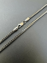 HarlemBling Franco Chain 2.5mm Necklace Black Oxidized Rhodium Over Real 925 Sterling Silver