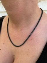HarlemBling Franco Chain 2.5mm Necklace Black Oxidized Rhodium Over Real 925 Sterling Silver