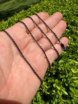 HarlemBling 2mm Rope Chain Necklace Oxidized Black Rhodium Real 925 Sterling Silver 16-30