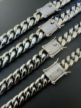 HarlemBling Real Miami Cuban Link Chain Necklace Iced MOISSANITE Clasp Passes Diamond Tester