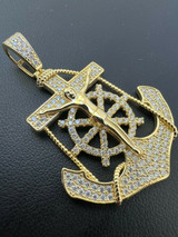 Hip Hop MOISSANITE Silver Gold Real Iced Jesus Anchor Crucifix Pendant Pass Diamond Test