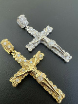 Hip Hop MOISSANITE Silver Gold Real Iced Nugget Jesus On Cross Pendant Pass Diamond Test