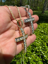 Hip Hop MOISSANITE Silver Gold Real Iced Diamond Tennis Cross Pendant Pass Diamond Test