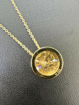 HarlemBling 14k Gold Vermeil Moissanite Solitaire Pendant Necklace GRA Passes Diamond Tester