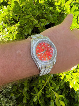 Hip Hop Bust Down MOISSANITE Red Face Presidential Watch Iced Hip Hop Pass Diamond Test