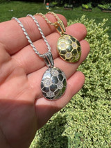 HarlemBling Real 925 Silver / 14k Gold Plated Soccer Ball Futbol Pendant Necklace Charm Iced