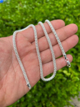 HarlemBling Real Solid 925 Sterling Silver Diamond Cut Popcorn Mesh Chain Necklace Coreana