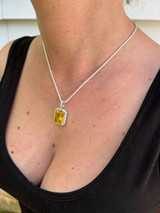 Hip Hop Real 925 Silver Hip Hop Iced Yellow Simulated Canary Diamond Pendant Necklace