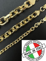HarlemBling 14k Gold Vermeil Silver Anchor Cable Chain / Bracelet Rolo Necklace 4-8mm Italy