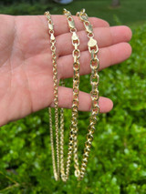 HarlemBling 14k Gold Vermeil Silver Anchor Cable Chain / Bracelet Rolo Necklace 4-8mm Italy