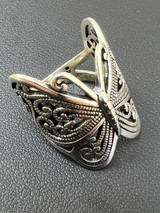 HarlemBling Solid 925 Sterling Silver Large Butterfly Ring Oxidized Rhodium Vintage Finish
