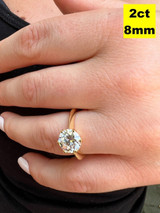 HarlemBling 0.5-4ct VVS D Real Moissanite Engagement Promise Ring 14k Gold Plated 925 Silver