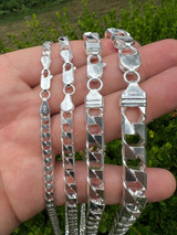 Italiano Silver, Inc Real Solid 925 Sterling Silver SQUARE Miami Cuban Chain Necklace / Bracelet Curb