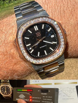 HarlemBling Real Stainless and 14k Rose Gold Iced 2ct Moissanite Plain Watch Pass Diamond Test