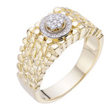 HarlemBling Mens MOISSANITE Nugget Ring Real 14k Gold Plated 925 Silver Iced Pinky Hip Hop