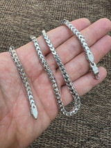 HarlemBling Real 5mm Franco Chain Necklace Bracelet Solid 925 Silver Iced MOISSANITE Clasp