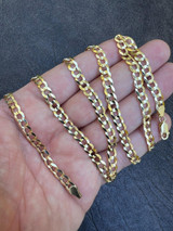 HarlemBling 14k Real Solid Yellow Gold Curb Miami Cuban Link Chain 16-30 2.5-12mm Necklace dollar45-50/Gram