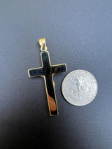 HarlemBling Large 1.85 Real 14k Yellow and White Gold Cross Jesus Crucifix Pendant Necklace