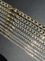 HarlemBling 14k Real Gold Two Tone Diamond Cut Curb Miami Cuban Link Chain 2.5-12mm Necklace dollar45-50/Gram