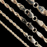 Rope Chain Necklace HOLLOW - 14k Yellow Gold - 16"-30" - 1.5mm-4.5mm