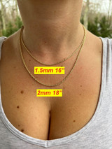 14K Gold Rope Chain Necklace 1.5mm 2mm 3.2mm 4mm 4.5mm Thick 14 16