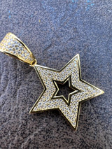 HarlemBling Moissanite 925 Silver /14k Gold Plated Iced Hip Hop Super Star Pendant Necklace 