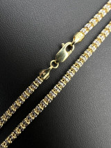 HarlemBling 14k Real Solid  Yellow Gold  Sparkle Ice Link Chain Necklace Iced Rope 3mm 