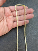 HarlemBling MOISSANITE Tennis Chain 14k Gold Over 925 Silver Yellow Canary Necklace 3mm 