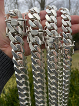 Italiano Silver, Inc. Handmade Tight Link Miami Cuban Chains Bracelets In 999 Silver - MADE TO ORDER In 2-3 Weeks 