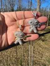 HarlemBling MOISSANITE Real Silver / Gold Stewie Griffin Family Guy Necklace Diamond Test ✅ 