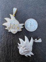 HarlemBling MOISSANITE Real Silver / Gold Iced Goku Saiyan Dragon Ball Z Pendant Necklace 