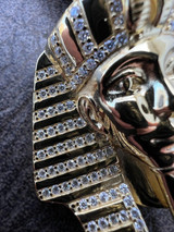 HarlemBling MOISSANITE Real 925 Silver Gold Plated Iced King Tut Egyptian Pharaoh Necklace 