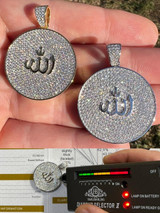 HarlemBling MOISSANITE Real Silver / Gold Allah Medallion Islamic Necklace Pass Diamond Test 