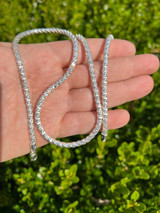 HarlemBling Real 925 Sterling Silver Diamond Cut Sparkle Ice Rope Chain Necklace 3-5mm ITALY 