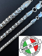 HarlemBling Real 925 Sterling Silver Diamond Cut Sparkle Ice Rope Chain Necklace 3-5mm ITALY 