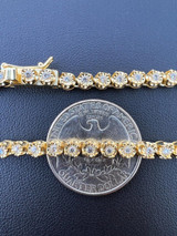  3mm MOISSANITE Illusion Set Tennis Chain Necklace 14k Gold Vermeil 925 Silver 