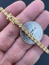  3mm MOISSANITE Illusion Set Tennis Chain Necklace 14k Gold Vermeil 925 Silver 