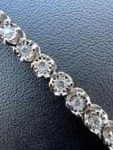 HarlemBling Real 3mm MOISSANITE Illusion Miracle Set Tennis Bracelet In 925 Silver 6-8.5" 