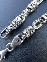  925 Sterling Silver 7mm Tribal Hawaiian Rolo Bar Link Chain Necklace Or Bracelet 